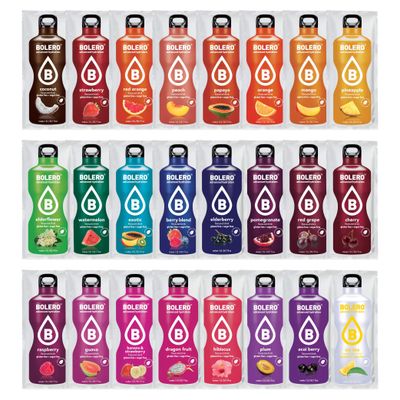 BOLERO -Water Drink Mix Fruit Flavors | Sugar Free and Low Calorie Powdered Drink Mix, 1 Packet Makes1 Gallon | 24 Large Sachets - Europe&#39;s Favorite Drink Mix