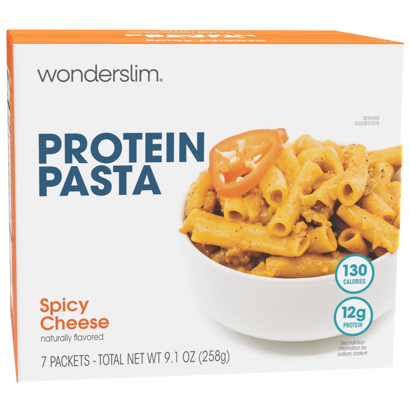 WonderSlim Protein Pasta, Spicy Cheese, 130 Calories, 12g Protein (7ct)