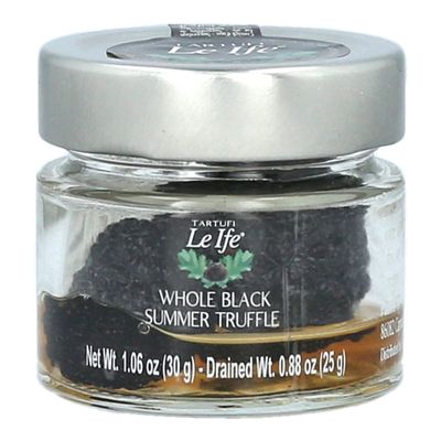 Whole Black Summer Truffles (0.88 Ounce) Glass Bottle by TARTUFI LE IFE