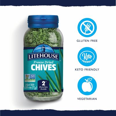 Litehouse Freeze Dried Chives - Chives Dried, Substitute for Chives Fresh Organic, 1 Jar Equal to 2 Chives Fresh Bunch, Chives Freeze Dried, Good Chives Only, Non-GMO, Gluten-Free - 0.25 Ounce, 4-Pack