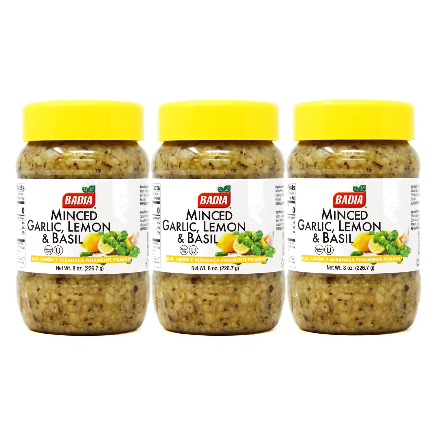 Badia Minced Garlic, Lemon &amp; Basil, 8 oz - Palatize Pack of 3