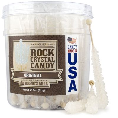 Boone&#39;s Mill | Rock Crystal Candy Sticks | Clear/White Original | 36 Sticks