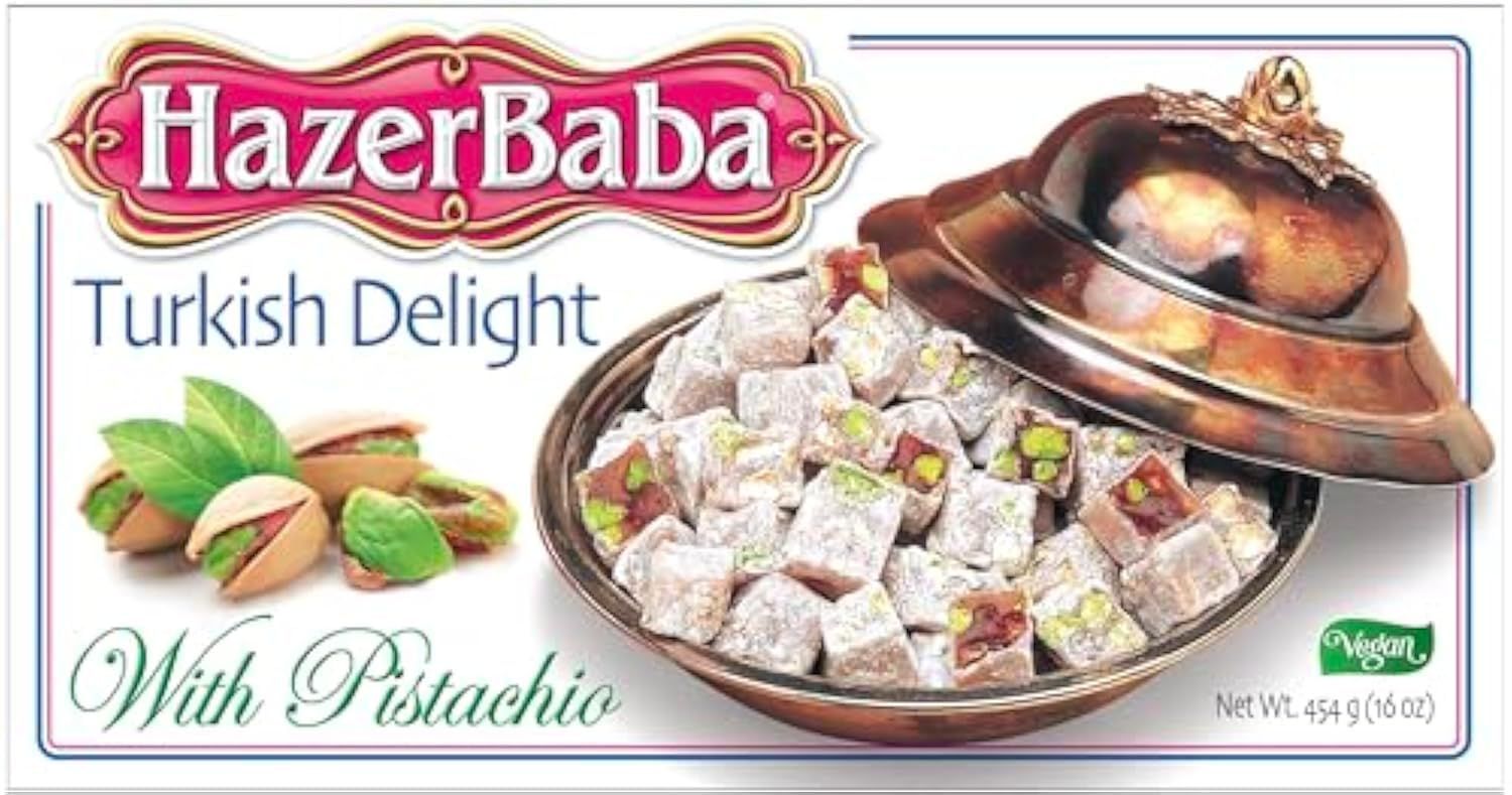 Hazer Baba Turkish Delight With Pistachio, 16oz