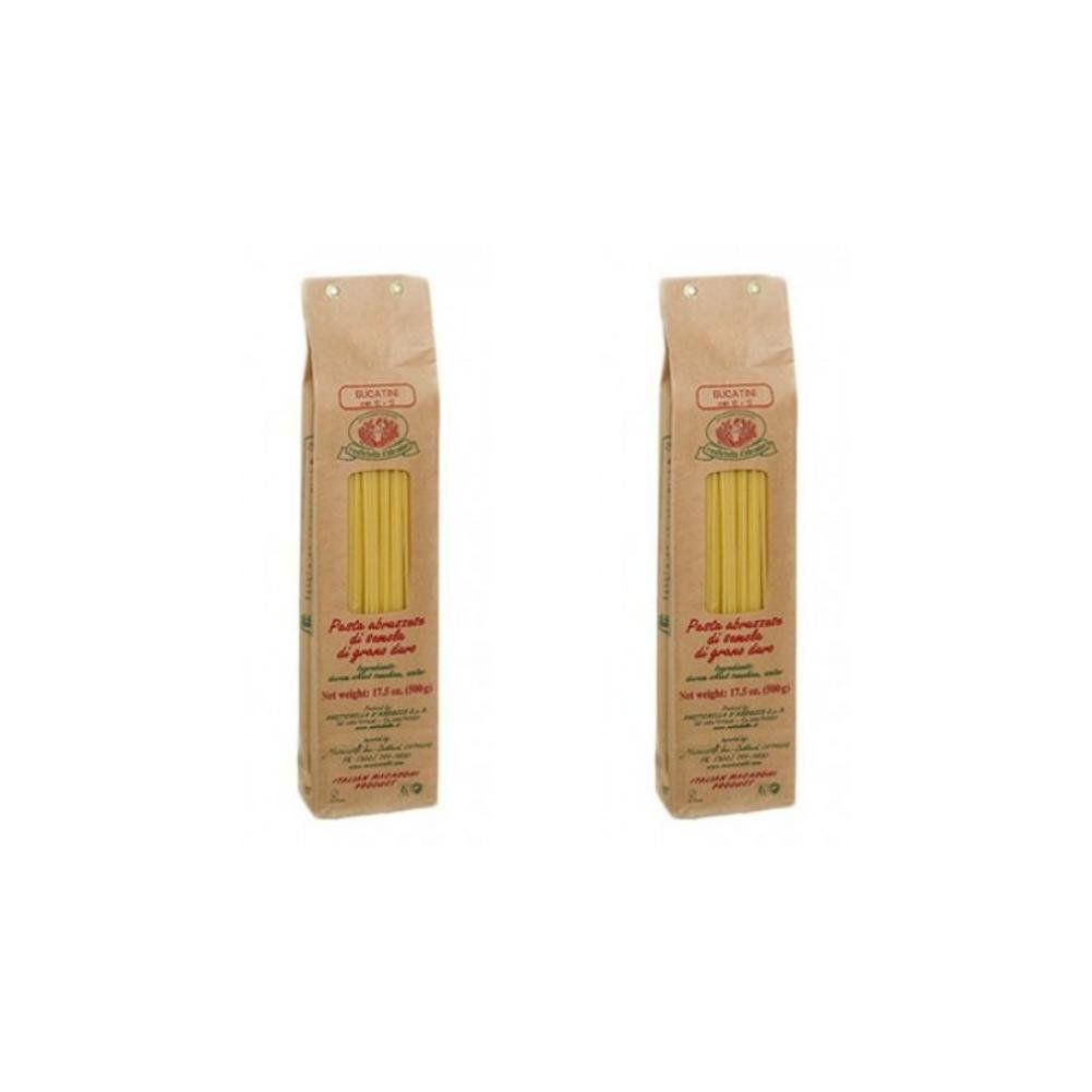 Rustichella d&#39;Abruzzo Bucatini (Pack of 2), 500g Each - Classic Italian Pasta with a Hole - Perfect for Amatriciana Sauce - Artisan Pasta from Abruzzo