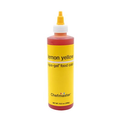 Chefmaster Lemon Yellow Liqua-Gel Food Coloring | Vibrant Color | Professional-Grade Dye for Icing, Frosting, Fondant | Baking &amp; Decorating | Fade-Resistant | Easy-to-Use | Made in USA | 10.5 oz