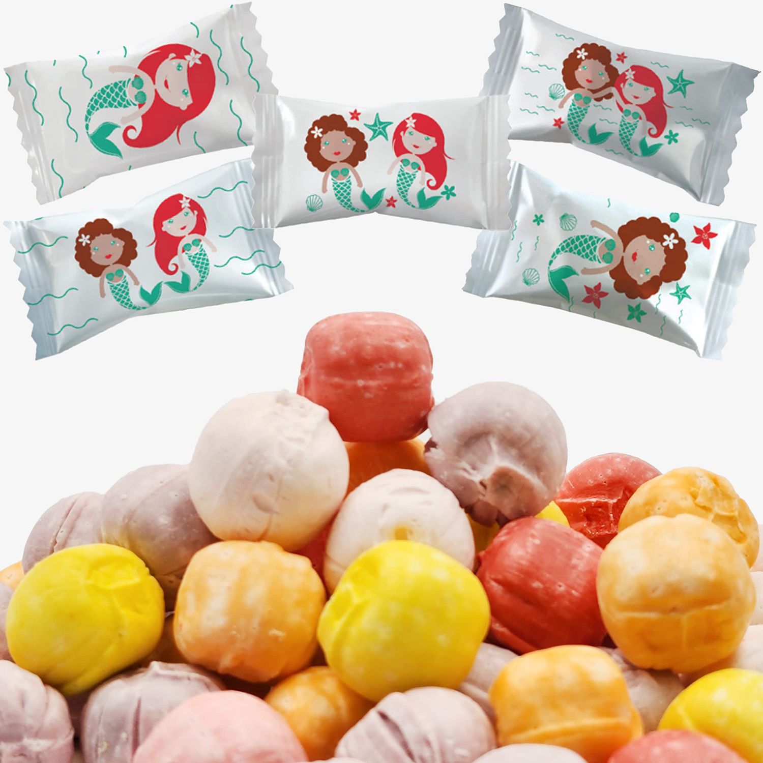 Fruidles Mermaids Soft Sours Buttermints Candies, Multicolor Sweet Candies, Soft Candy With A Touch Of Sour, Fat-Free, Individually Wrapped (55 Pieces)