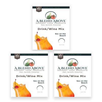 A Blend Above Sex on the Beach Drink/Wine Mix, 3 pack, Makes 1 Large Pitcher, 6 Drinks, Easy to Make, Alchohol Blend, Drink Mix, Wine Mix, Cocktail Mix, Holiday Spritzer, Perfect For Any Occasion