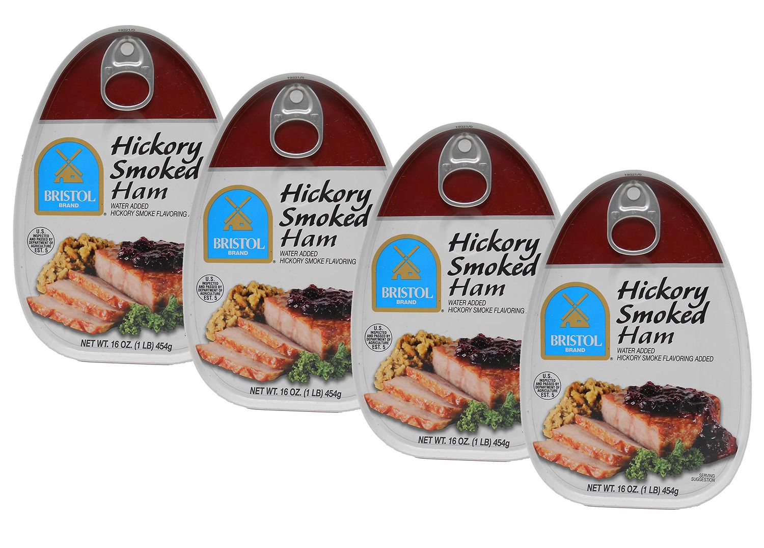 Bristol Hickory Smoked Cooked, Canned Ham - 16oz (Pack of 4)