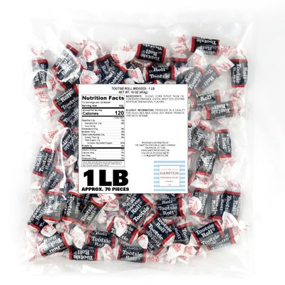 Tootsie Roll Midgees, 1lb Bulk Bag (Approx. 70 Pieces), Mini Chewy Candy, Individually Wrapped Bulk Candy, Chocolate Candy, The Hampton Popcorn &amp; Candy Company