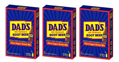 Dad&#39;s Old Fashioned Root Beer - Singles To Go Sugar Free Powdered Drink Mix - Pack of 3-3 Boxes with 6 Sticks Per Box - 18 Total Packets - Low Calorie