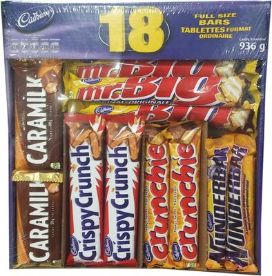 Cadbury 18 Full Size Assorted Chocolate Bars, 936g, Caramilk, Mr Big, Crispy Crunch, Crunchie, Wunderbar, Imported from Canada