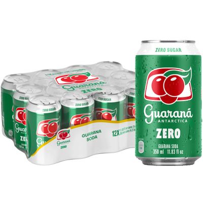 Guaran Antarctica Zero, The Brazilian Original Guaran Soda, Zero Sugar, 11.83 fl oz (Pack of 12)