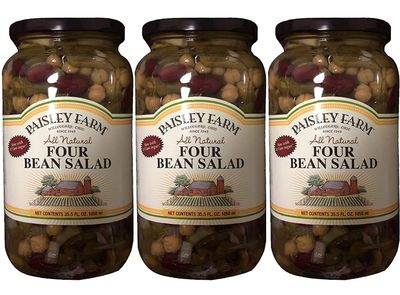 Paisley Farm Natural Four Bean Salad, 35.5oz Glass Jar (Pack of 3, Total of 106.5 Oz)