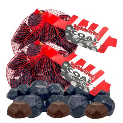 Double Crisp Chocolate Coal, Individually Wrapped Candy for Stocking Stuffers, Christmas Gag Gift (2pk Coal)