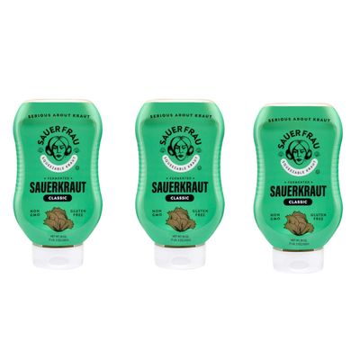 Sauer Frau Squeezable Gluten-Free &amp; Vegan Sauerkraut (Classic, 18 ounce, 3-Pack)