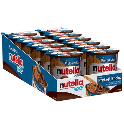 Nutella &amp; GO! Bulk 12 Pack, Hazelnut and Cocoa Spread with Pretzel Sticks, Stocking Stuffers, Snack Cups, 1.9 oz Each