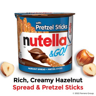 Nutella &amp; GO! Bulk 12 Pack, Hazelnut and Cocoa Spread with Pretzel Sticks, Stocking Stuffers, Snack Cups, 1.9 oz Each