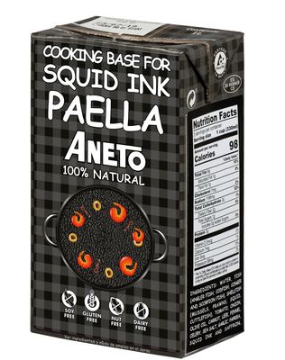 Aneto Squid Ink Paella Cooking Base Broth | 33.83 ounces | 1 Pack | 100% Natural Ingredients |