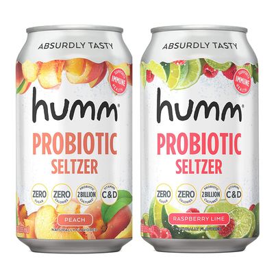 Humm Sparkling Water Variety Pack - Peach &amp; Raspberry Lime Seltzer - Zero Sugar, Zero Calorie, Whole30 Approved Probiotic Drink - 2 Billion Probiotics - Vitamin C, D, and B12-12 fl oz (12 Pack)