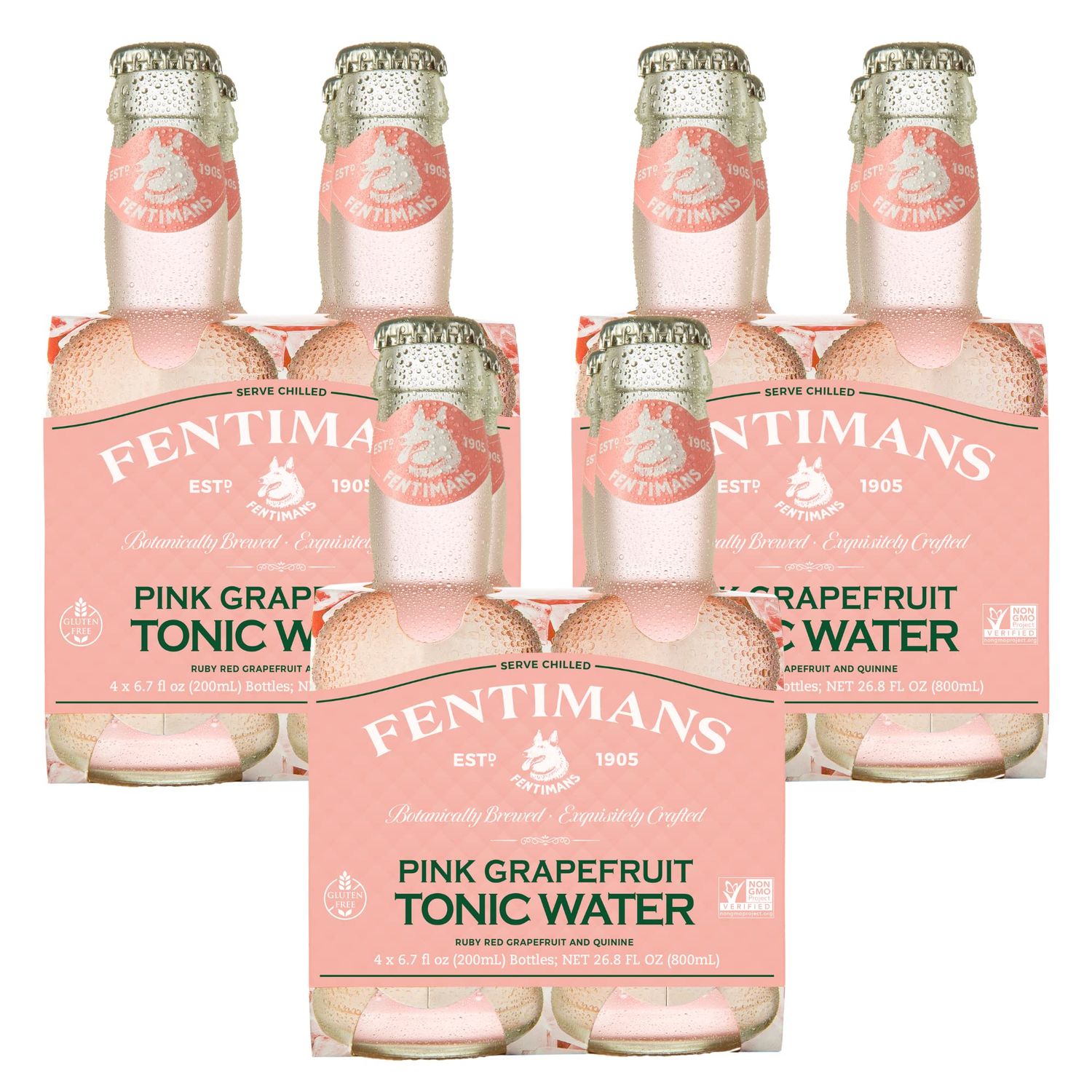 Fentimans Sparkling Pink Grapefruit Tonic Water - Grapefruit Sparkling Water, Craft Soda, Mixer, All Natural Ingredients, Botanically Brewed - 6.7 Fl Oz (Pack of 12)