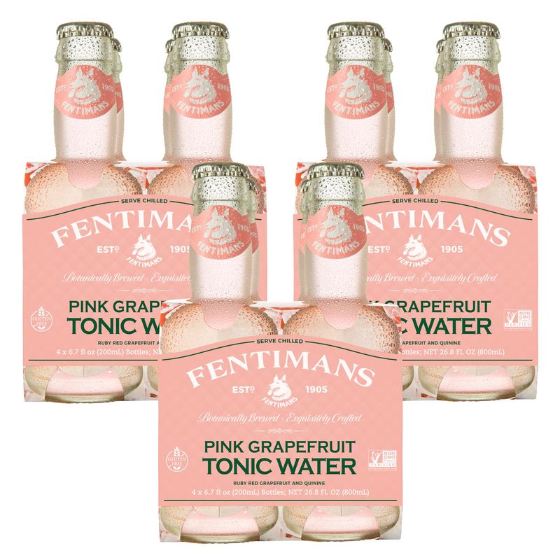 Fentimans Sparkling Pink Grapefruit Tonic Water - Grapefruit Sparkling Water, Craft Soda, Mixer, All Natural Ingredients, Botanically Brewed - 6.7 Fl Oz (Pack of 12)