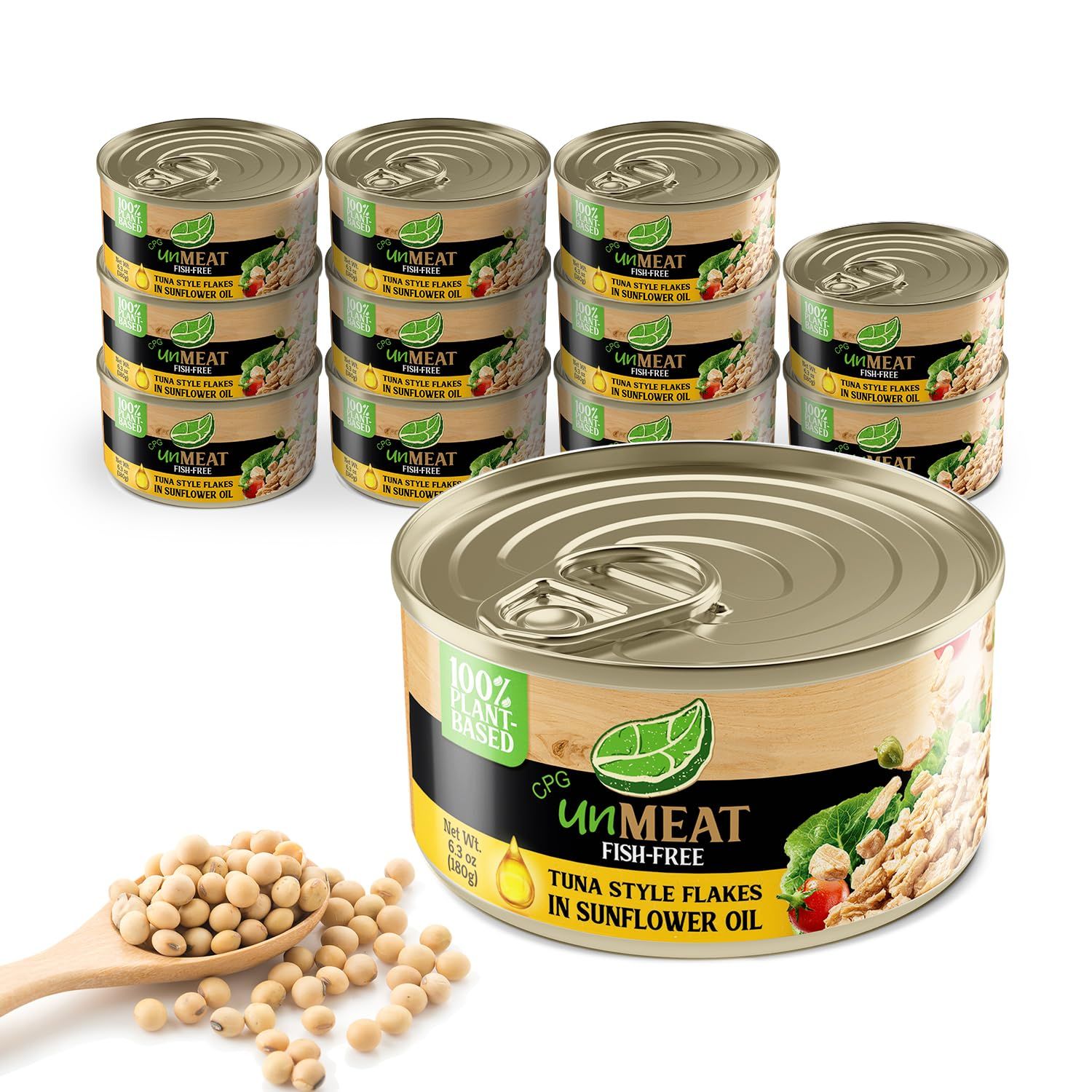 unMEAT Plant Based Tuna Style Flakes | Easy to Prepare Plant Based Canned Tuna | Protein-Rich Vegan Tuna in Sunflower Oil, 12 pack