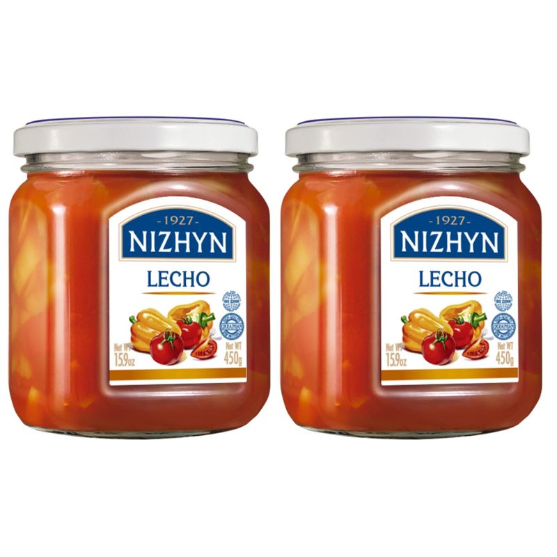 Nezhin Pepper in Tomato, Lecho 450g, No Preservatives Added, Made from Ukraine, Pack of 2