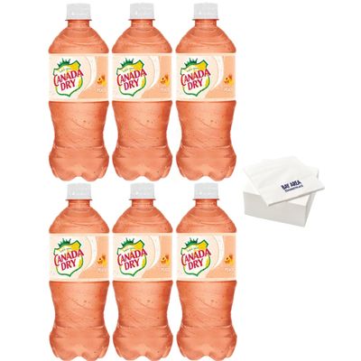 Canada Dry Ginger Ale 20oz Bottles Pack of 6 Peach with Bay Area Marketplace Napkins