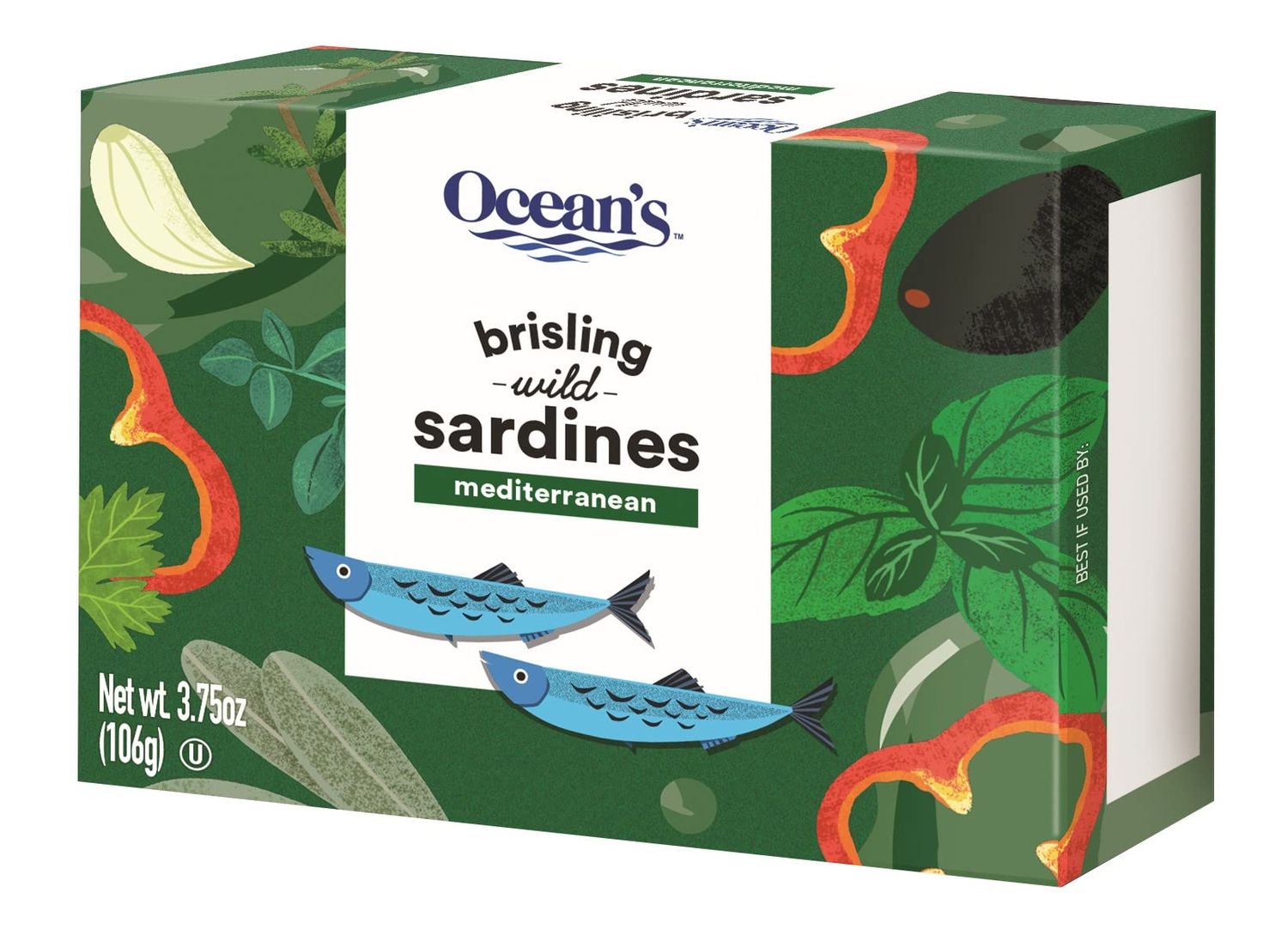 Ocean&#39;s Brisling Wild Sardines | Mediterranean | 3.75 oz - 5 Pack | Lightly Smoked | Kosher |