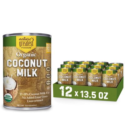 Organic Coconut Milk by Natures Greatest Foods - 13.5 Oz - No Guar Gum, No Preservatives - Gluten Free, Vegan and Kosher - 17-19% Coconut Milk Fat, Unsweetened