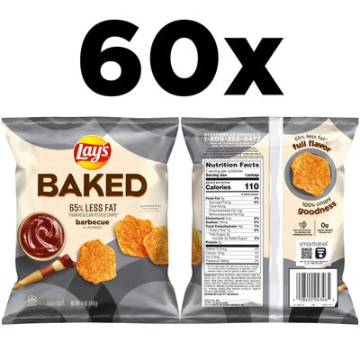 Baked, Lay's Barbecue Potato Crisps, 0.875 Ounce (Pack of 60)