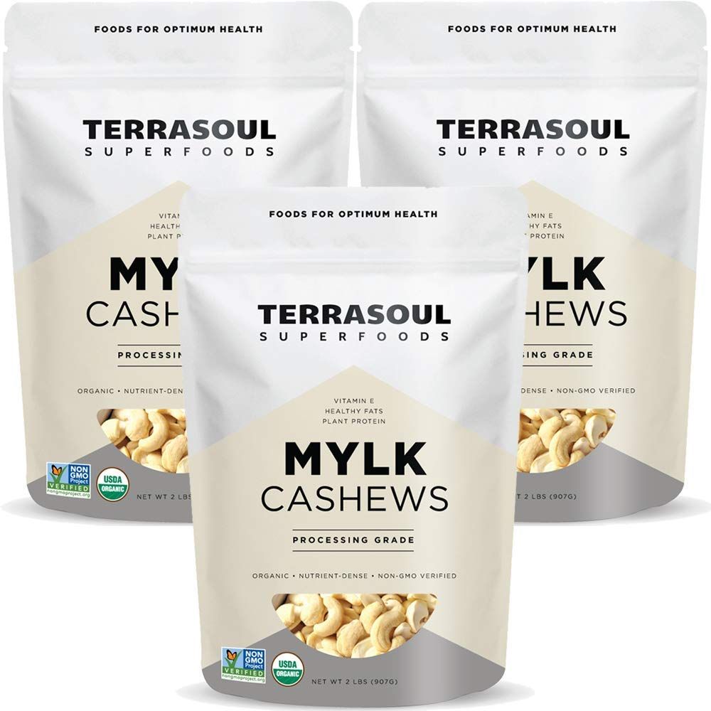 Terrasoul Superfoods Organic Raw Cashews (Mylk Grade), 6 Lbs (Pack of 3), Premium Quality for Snacking, Desserts, Cashew Milk and Nut Butter Making