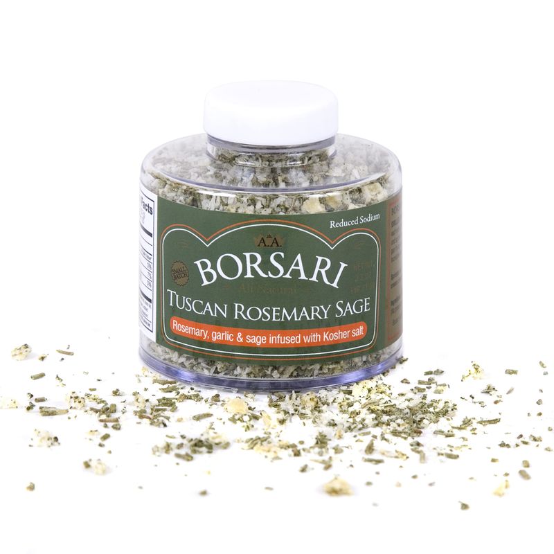 Borsari New Tuscan Rosemary Sage Seasoned Salt Blend - Gourmet Seasonings With Herbs and Spices - All Natural Seasoning for Cooking (Tuscan Rosemary Sage 3.2oz (Pack of 1))