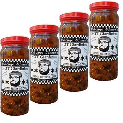 Chicago Johnny&#39;s Gourmet Handmade Olive Oil Hot Giardiniera 4 Pints
