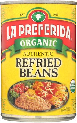 La Preferida Organic Authentic Refried Beans, 15 Ounce (Pack of 12)