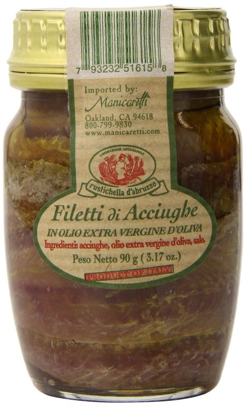 Rustichella D&#39; Abruzzo Anchovy Filets in Extra Virgin Olive Oil, 3.2 Ounce
