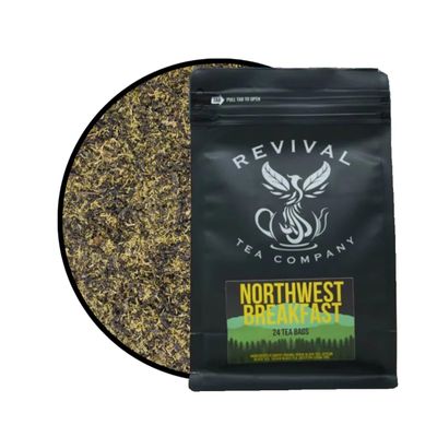Revival Tea Company Northwest Breakfast Tea - Black Tea Blend with Western Cedar Tips, Assam, Ceylon, and Chinese Black Tea - Loose Leaf 6 Ounces