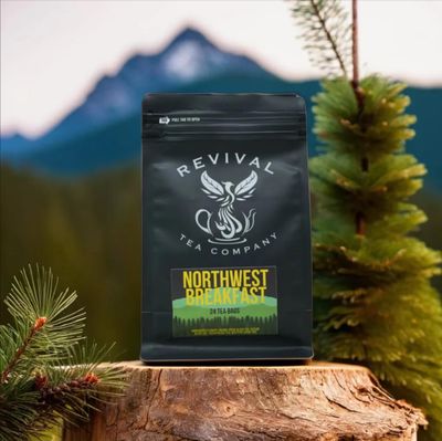 Revival Tea Company Northwest Breakfast Tea - Black Tea Blend with Western Cedar Tips, Assam, Ceylon, and Chinese Black Tea - Loose Leaf 6 Ounces