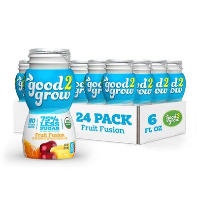 good2grow Organic Low Sugar Fruit Fusion Juice 24-pack of 6-Ounce BPA-Free Juice Bottles, Non-GMO and USDA Certified Organic with 75% Less Sugar. SPILL PROOF TOPS NOT INCLUDED (Pack of 24)