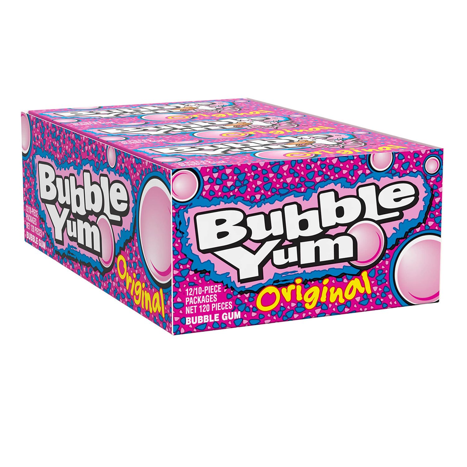 BUBBLE YUM Original Flavor Bubble Gum, Bulk, 2.82 oz Packages (12 Count, 10 Pieces)