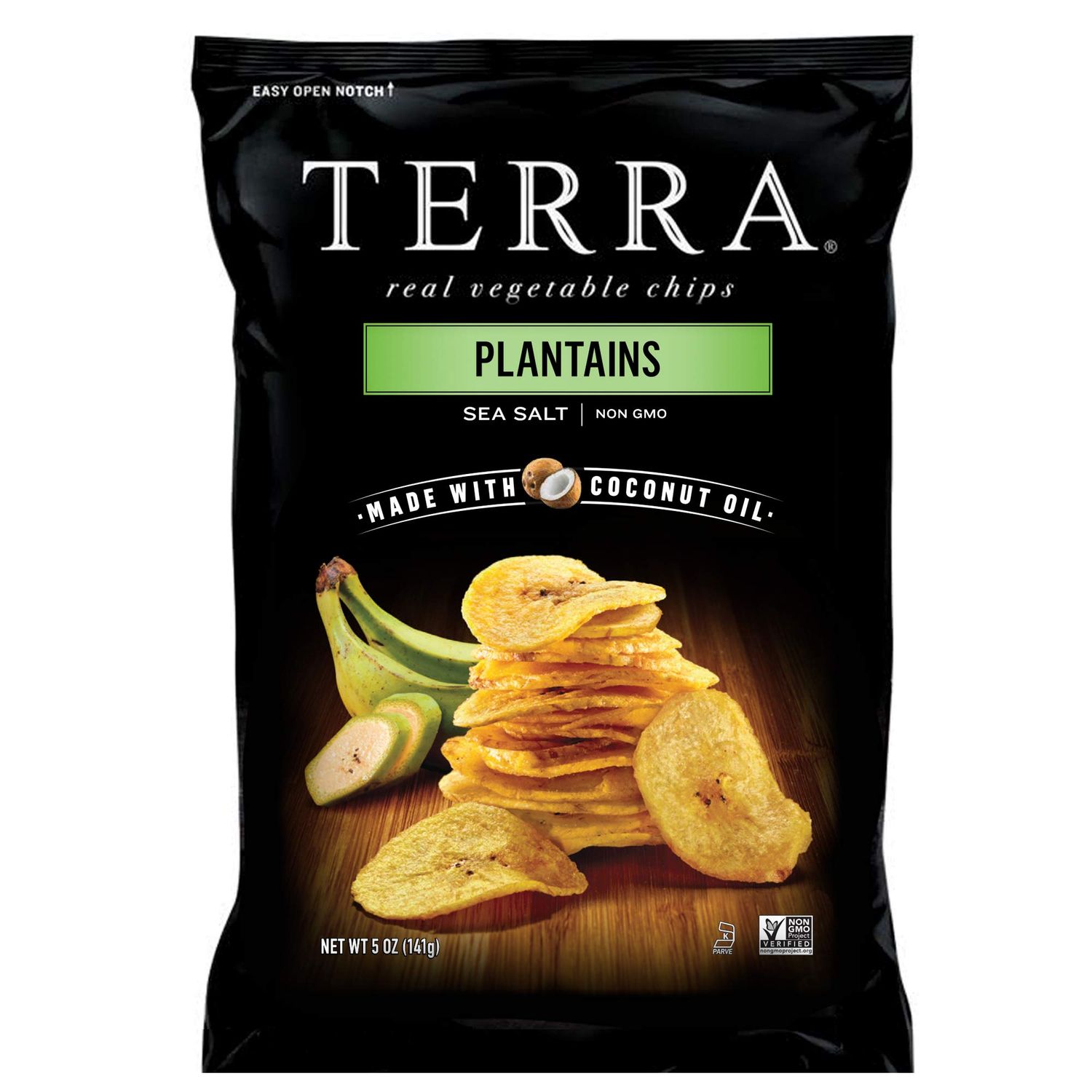 Terra Vegetable Chips, Plantains Made with Coconut Oil with Sea Salt, 5 Oz (Pack of 12)