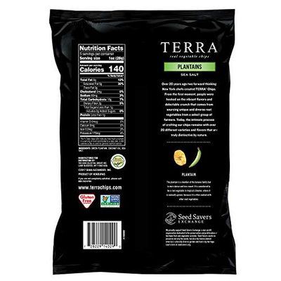 Terra Vegetable Chips, Plantains Made with Coconut Oil with Sea Salt, 5 Oz (Pack of 12)