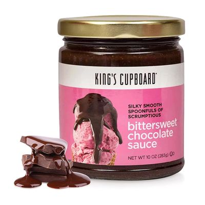 King&#39;s Cupboard Bittersweet Chocolate Sauce - The Perfect Hot Fudge Sauce for Topping Ice Cream &amp; Desserts, Chocolate Coffee Drizzle, Baking, Fondue, Gluten-Free, Kosher, All Natural 10 oz