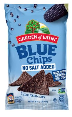 Garden of Eatin&#39; Tortilla Chips, Blue Corn, No Salt Added, 1 lb bag (Pack of 12)