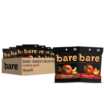 Bare Baked Crunchy, Apples Fuji &amp; Reds and Cinnamon Variety Pack, 0.53 Ounce (Pack of 16)