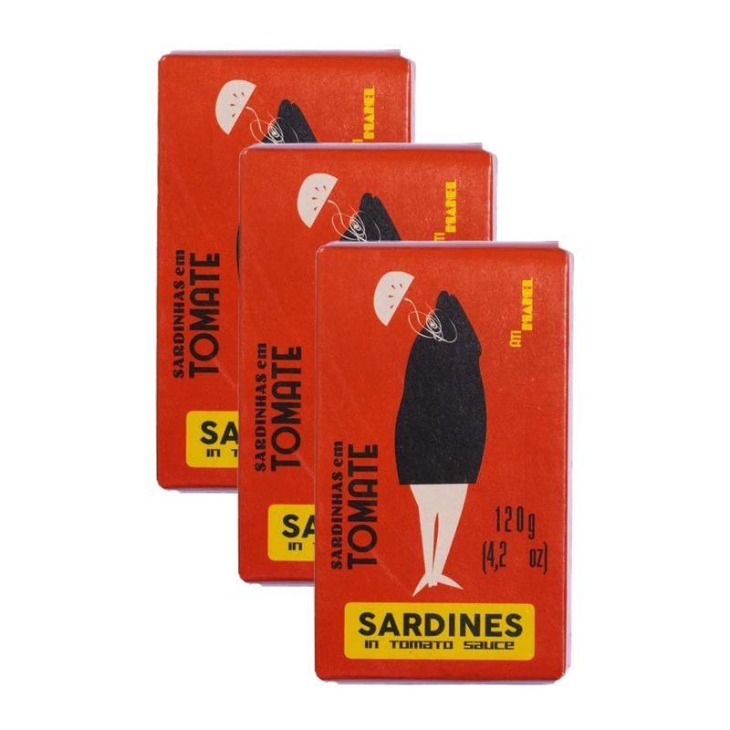 Portuguese Sardines Canned in Tomato Sauce | Wild Caught, B Vitamins, Omega-3 | Tinned Fish by Ati Manel | 3-Pack of 120g Cans