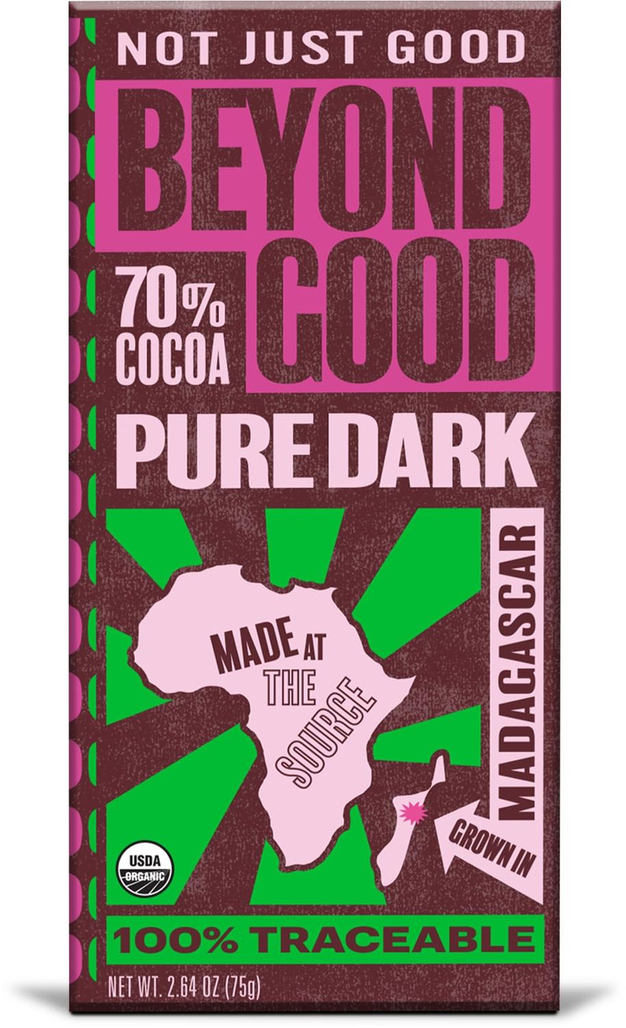 Beyond Good, Organic 70% Madagascar Dark Chocolate Bar, 2.64 Ounce
