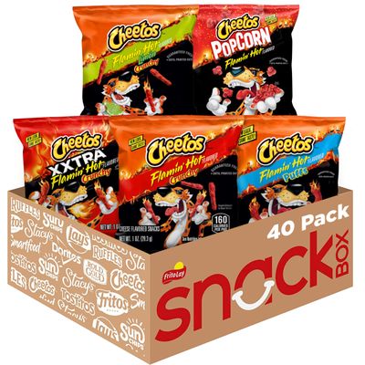 Cheetos Cheese Flavored Snacks, Flamin&#39; Hot Mix Variety Pack, (Pack of 40)