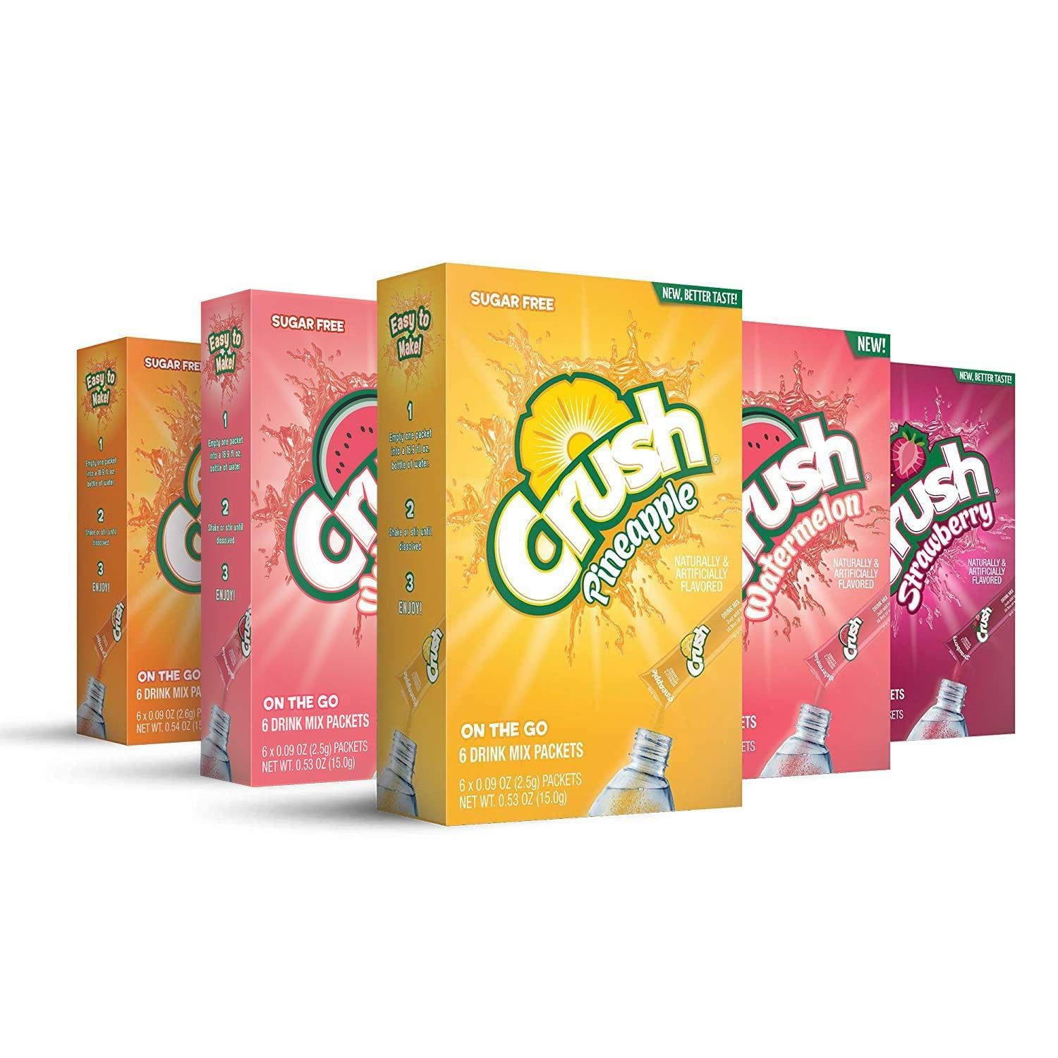 Crush- Powder Drink Mix - Sugar Free &amp; Delicious (Summer Variety, 30 Sticks)