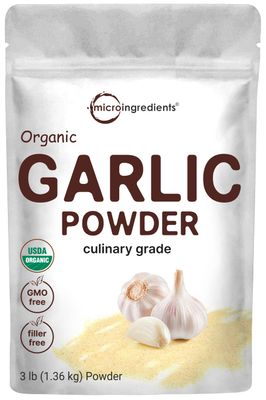 Organic Garlic Powder, 3lbs | Premium Source from Harvested Raw Allium Sativum Bulb |Culinary Grade | Great for Seasonings, Meats &amp; Vegetables | Additive Free, Non-GMO, Bulk Supply
